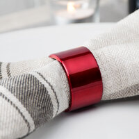 Tabletop Classics by Walco AC-6512R Red 1 3/4 inch Round Polypropylene Napkin Ring