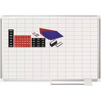 MasterVision MA0392830A 24 inch x 36 inch Magnetic 1 inch x 2 inch Gridded Steel Whiteboard with Silver Aluminum Frame
