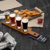 Acopa Dual-Sided Flight Paddle with Flared Pilsner Tasting Glasses