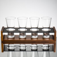 Acopa Write-On Drop-In Flight Carrier with Flared Pilsner Tasting Glasses