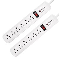 Innovera 71653 4' White 6-Outlet Surge Protector, 540 Joules - 2/Pack