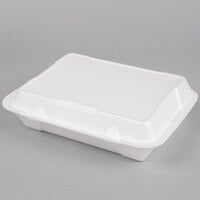 Genpak SN270 13" x 10" x 3" White Hinged Lid Foam Container - 200/Case