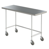 Metro MWTS2448US Space Saver 24 inch x 48 inch 14-Gauge Stainless Steel Heavy-Duty Mobile Work Table