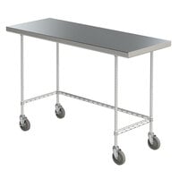 Metro MWTS2436US Space Saver 24 inch x 36 inch 14-Gauge Stainless Steel Heavy-Duty Mobile Work Table