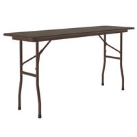 Correll Folding Table, 18" x 60" Melamine Top, Walnut