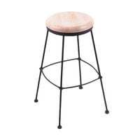 Holland Bar Stool 303025BWNatMpl Black Wrinkle Steel Counter Height Stool with Natural Maple Wood Seat