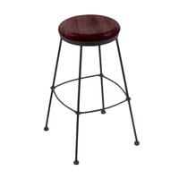 Holland Bar Stool 303025BWDCMpl Black Wrinkle Steel Counter Height Stool with Dark Cherry Maple Wood Seat
