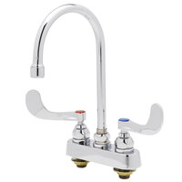 T&S B-1141-2W4V12CR Deck Mounted Workboard Faucet with 4" Centers, 4 3/8" Gooseneck Spout, 1.2 GPM Aerator, Cerama Cartridges, and Wrist Handles