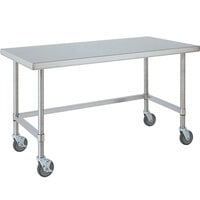 14 Gauge Metro MWT307US 30 inch x 72 inch HD Super Open Base Stainless Steel Mobile Work Table