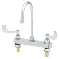 T&S B-1142-04XS-F12 Deck Mounted Workboard Faucet with 8" Centers, 5 3/4" Gooseneck Spout, 1.2 GPM Aerator, Eterna Cartridges, and Wrist Handles