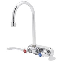 T&S B-1146-04XS-F12 Wall Mounted Workboard Faucet with 4" Centers, 5 3/4" Gooseneck Spout, 1.2 GPM Aerator, Eterna Cartridges, and Wrist Handles