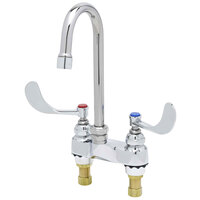 T&S B-0892-133XCRWS Deck Mounted Lavatory Faucet with 6" Swivel Gooseneck Spout, 4" Centers, 1.5 GPM Aerator, Cerama Cartridges, and 4" Wrist Handles