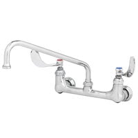 T&S B-0231-CR4-L22 Wall Mounted Pantry Faucet with 8 inch Adjustable Centers, 12 inch Swing Spout, 2.2 GPM Laminar Device, Cerama Cartridges, and Wrist Handles