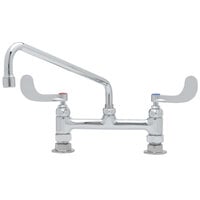 T&S B-0221-WH4 Deck Mounted Pantry Faucet with 8" Adjustable Centers, 12" Swing Spout, Stream Regulator Outlet, Eterna Cartridges, and Wrist Handles