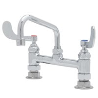 T&S B-0221-CR4-L22 Deck Mounted Pantry Faucet with 8" Adjustable Centers, 12" Swing Spout, 2.2 GPM Laminar Device, Cerama Cartridges, and Wrist Handles