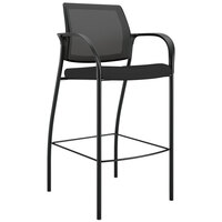 Hon IC108IMCU10 Ignition 2.0 Series Black Ilira-Stretch Mesh Upholstered Fabric Cafe Height Stool