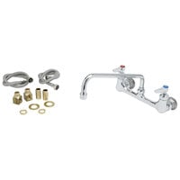 T&S B-0231-CR-K-F10 Wall Mounted Pantry Faucet with 8 inch Centers, 12 inch Swing Spout, 1 GPM Aerator, Cerama Cartridges, Supply Lines, and Lever Handles
