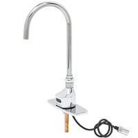 T&S EC-3100-5XP15T4 Deck Mounted ChekPoint Hands-Free Sensor Faucet with Single Inlet, 4 inch Center Deck Plate, 5 11/16 inch Gooseneck Spout, 1.4 GPM Flow Control, and Supply Lines
