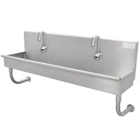 Advance Tabco 19-18-120EFADA 16-Gauge ADA Multi-Station Hand Sink with 5 inch Deep Bowl and 6 Electronic Faucets - 120 inch x 17 1/2 inch