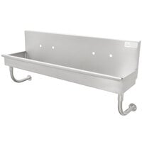 Advance Tabco 19-18-100 16-Gauge Multi-Station Hand Sink with 8 inch Deep Bowl for 5 Faucets - 100 inch x 17 1/2 inch