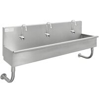 Advance Tabco 19-18-60EFADA 16-Gauge ADA Multi-Station Hand Sink with 5 inch Deep Bowl and 3 Electronic Faucets - 60 inch x 19 1/2 inch