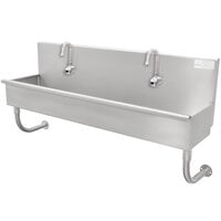 Advance Tabco 19-18-120EF 16-Gauge Multi-Station Hand Sink with 8 inch Deep Bowl and 6 Electronic Faucets - 120 inch x 17 1/2 inch