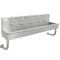 Advance Tabco 19-18-100EFADA 16-Gauge ADA Multi-Station Hand Sink with 5 inch Deep Bowl and 5 Electronic Faucets - 100 inch x 17 1/2 inch