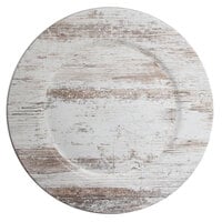 The Jay Companies 1270506 13 inch Round Birchwood Faux Wood Melamine Charger Plate - 12/Pack