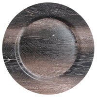 The Jay Companies 1270505 13 inch Round Walnut Faux Wood Melamine Charger Plate - 12/Pack