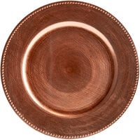 Charge It by Jay 13" Round Rose Gold Beaded Plastic Charger Plate - 12/Pack