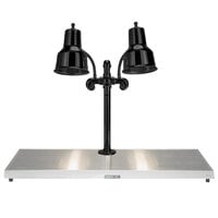 Hanson Heat Lamps DLM/HB/B/2036 Dual Bulb 20" x 36" Black Carving Station with Heated Stainless Steel Base - 120V