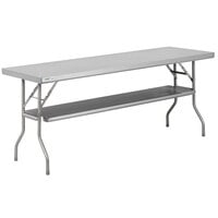 Regency 24" x 72" 18-Gauge Stainless Steel Folding Work Table with Removable Undershelf