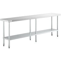 Regency 18 inch x 96 inch 18-Gauge 304 Stainless Steel Commercial Work Table with Galvanized Legs and Undershelf
