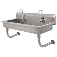 Advance Tabco FC-WM-40EFADA 16-Gauge ADA Multi-Station Hand Sink with 6" Deep Bowl and 2 Electronic Faucets - 40" x 19 3/4"