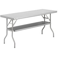 Regency 24" x 60" 18-Gauge Stainless Steel Folding Work Table with Removable Undershelf