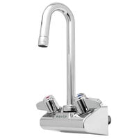 Equip by T&S 5F-4WLX05 Wall Mounted Faucet with 11 3/8" Swivel Gooseneck Spout, 2.2 GPM Aerator, 4" Centers, and Lever Handles