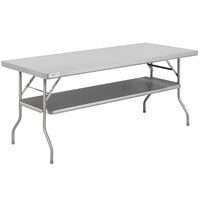 Regency 30" x 72" 18-Gauge Stainless Steel Folding Work Table with Removable Undershelf