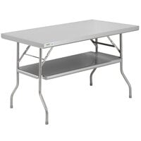 Regency 30 inch x 48 inch 18-Gauge Stainless Steel Folding Work Table with Removable Undershelf