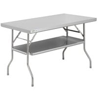 Regency 30" x 48" 18-Gauge Stainless Steel Folding Work Table with Removable Undershelf