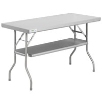 Regency 24 inch x 48 inch 18-Gauge Stainless Steel Folding Work Table with Removable Undershelf