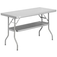 Regency 24" x 48" 18-Gauge Stainless Steel Folding Work Table with Removable Undershelf