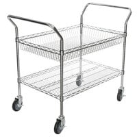 Regency Chrome One Shelf and One Basket Utility Cart - 24" x 36" x 36"