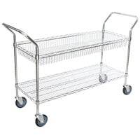Regency Chrome One Shelf and One Basket Utility Cart - 18 inch x 48 inch x 36 inch
