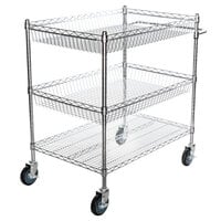 Regency Chrome Two Basket and One Shelf Utility Cart - 24 inch x 36 inch x 39 inch