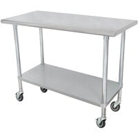 Advance Tabco ELAG-306C 30 inch x 72 inch 16-Gauge 430 Stainless Steel Economy Work Table with Galvanized Undershelf and Casters