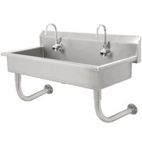 Advance Tabco FS-WM-60EF 14-Gauge Multi-Station Hand Sink with 8" Deep Bowl and 3 Electronic Faucets - 60" x 19 1/2"