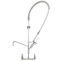 T&S B-0133-12ACBJST EasyInstall Wall Mounted Pre-Rinse Faucet with 8" Centers, 1.07 GPM Spray Valve, 12" Add-On Faucet, Cerama Cartridges, and Lever Handles