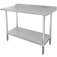 Advance Tabco FMSLAG-240 24 inch x 30 inch 16-Gauge 304 Stainless Steel Heavy-Duty Work Table with Undershelf and 1 1/2 inch Backsplash