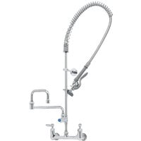 T&S B-0133-18DJ-CRB EasyInstall Wall Mounted Pre-Rinse Faucet with 8 inch Centers, 1.15 GPM Spray Valve, 18 inch Double-Jointed Add-On Faucet, Cerama Cartridges, and Lever Handles