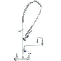 T&S B-0133-18DJ-CRB EasyInstall Wall Mounted Pre-Rinse Faucet with 8 inch Centers, 1.15 GPM Spray Valve, 18 inch Double-Jointed Add-On Faucet, Cerama Cartridges, and Lever Handles
